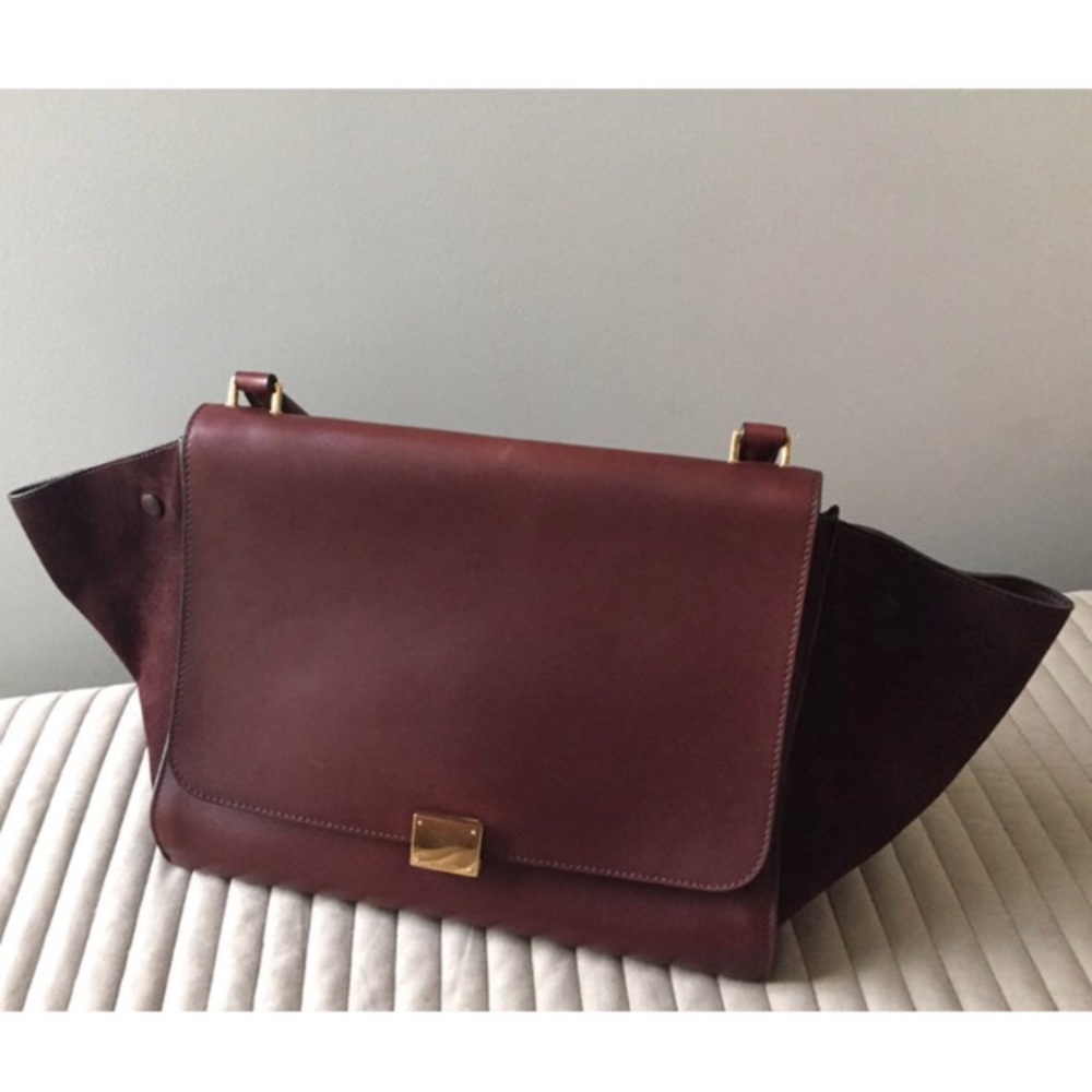 Celine Large Trapeze Bag in Burgundy